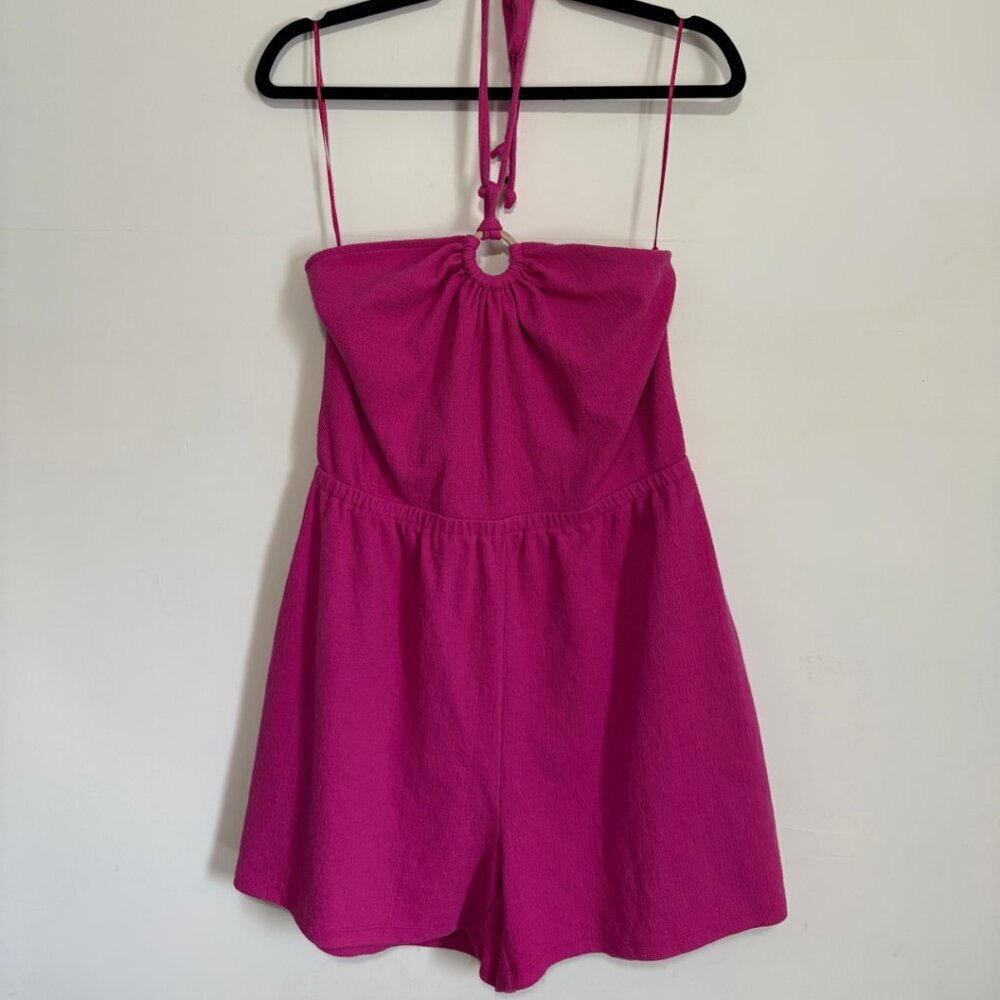 Old Navy Halter Tie-Neck Pink Romper - Size Large